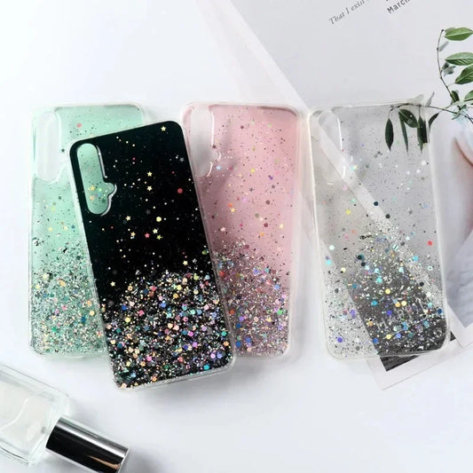 Clear Glitter Epoxy Phone Case For Samsung Soft Back Cover