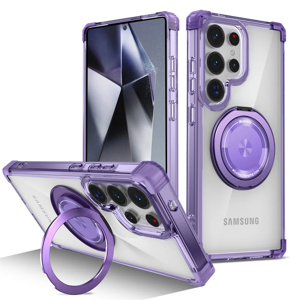 Magnetic Rotating Stand Transparent Case