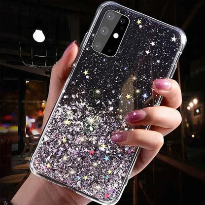 Clear Glitter Epoxy Phone Case For Samsung Soft Back Cover