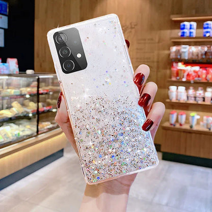 Clear Glitter Epoxy Phone Case For Samsung Soft Back Cover