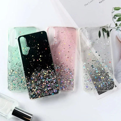 Clear Glitter Epoxy Phone Case For Samsung Soft Back Cover