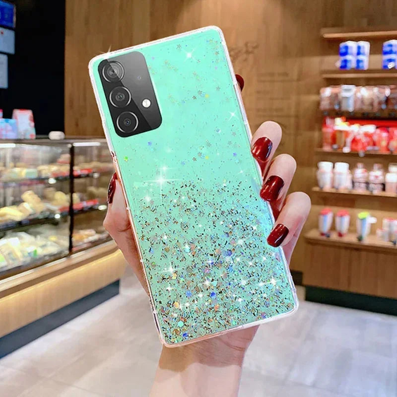 Clear Glitter Epoxy Phone Case For Samsung Soft Back Cover