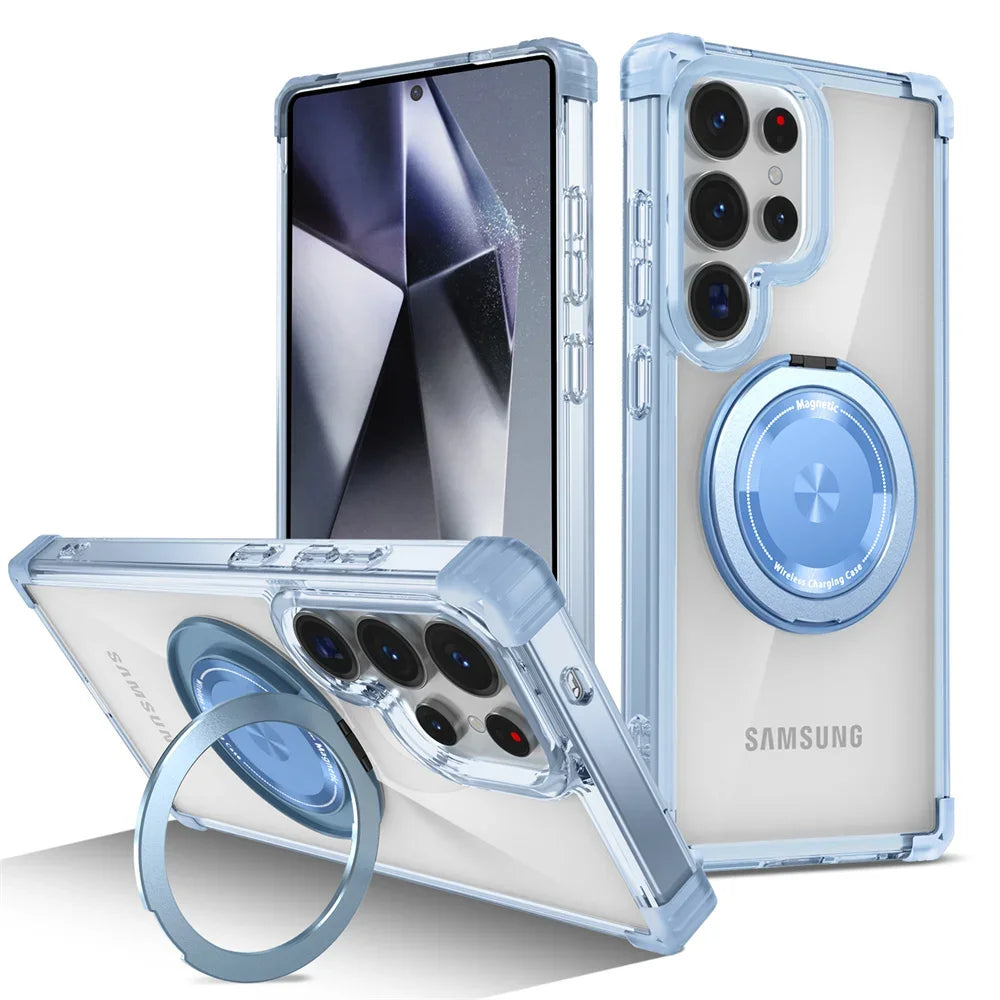 Magnetic Rotating Stand Transparent Case