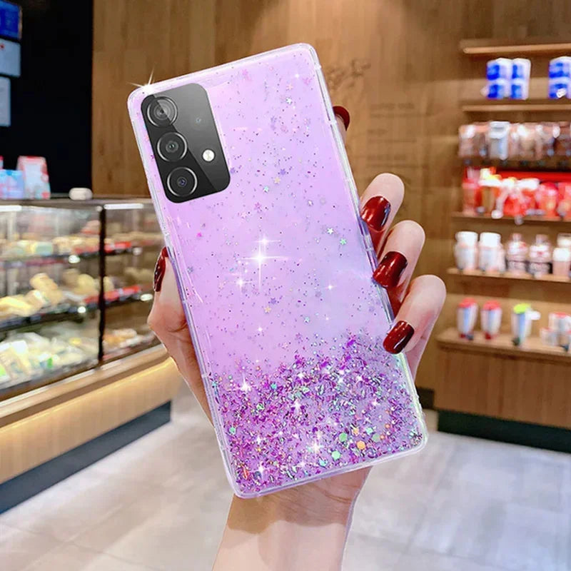 Clear Glitter Epoxy Phone Case For Samsung Soft Back Cover