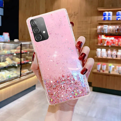 Clear Glitter Epoxy Phone Case For Samsung Soft Back Cover