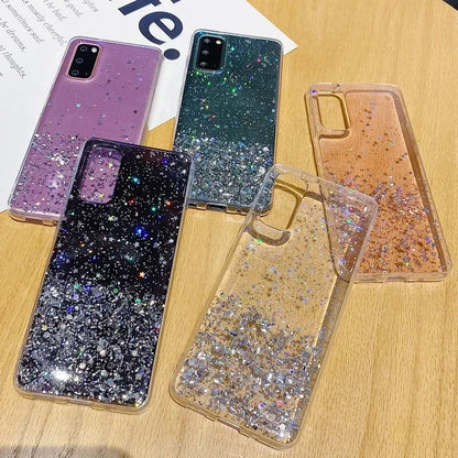 Clear Glitter Epoxy Phone Case For Samsung Soft Back Cover